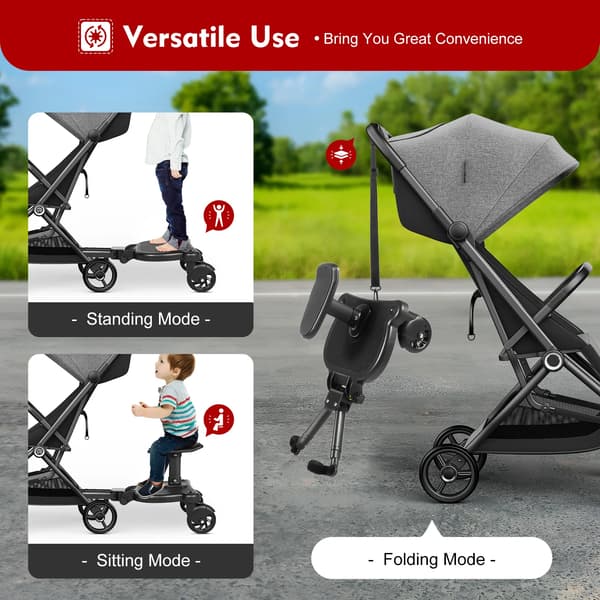 Børne Transport Bræt, 2-i-1 Design, Robust og Justerbar,sort