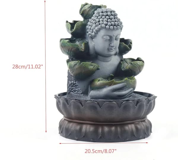 Indendørs Vandfald, Buddha Harpiks Design, LED Lyskilde,MULTI