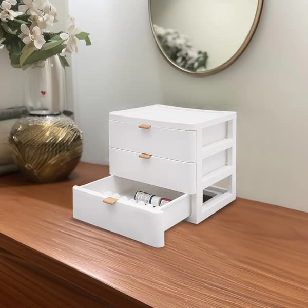 Skrivbordslåda, 3-lådesdesign, Hållbar och Stilig,Vit