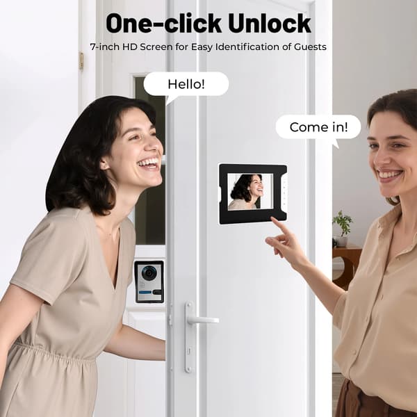 Videointercomsystem, 7-tums skärm, 1080p upplösning,Vit