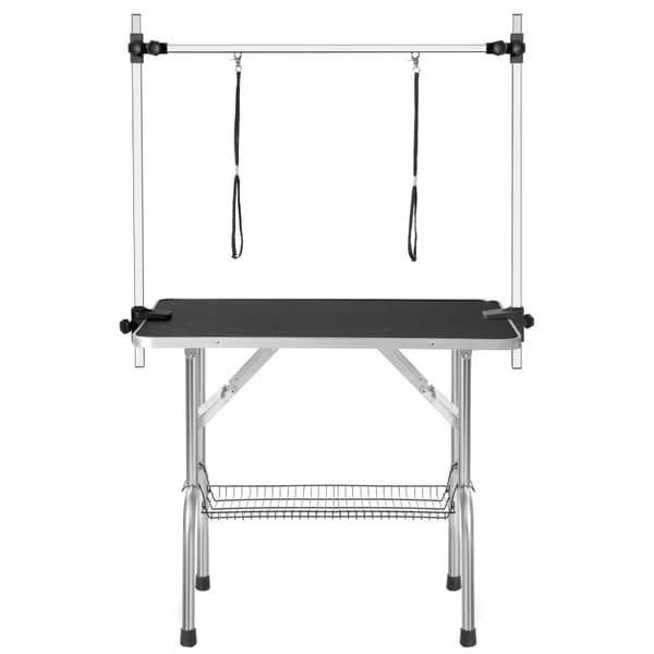 Kæledyrsgroomingbord, Foldbart design, Bærbart med støttearm,sort