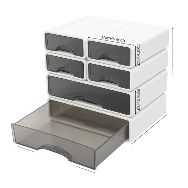 Skuffeorganisator, Seks Skuffer, Stabelbart Design,HVID