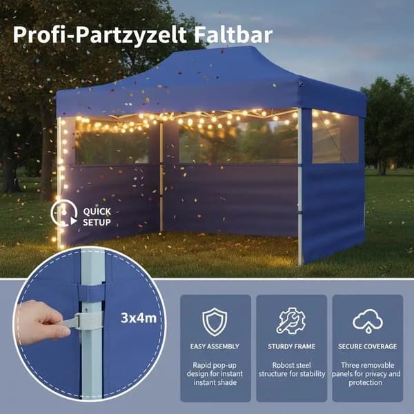 Fällbar Partytält, Vattentät, UV-skydd,Blå