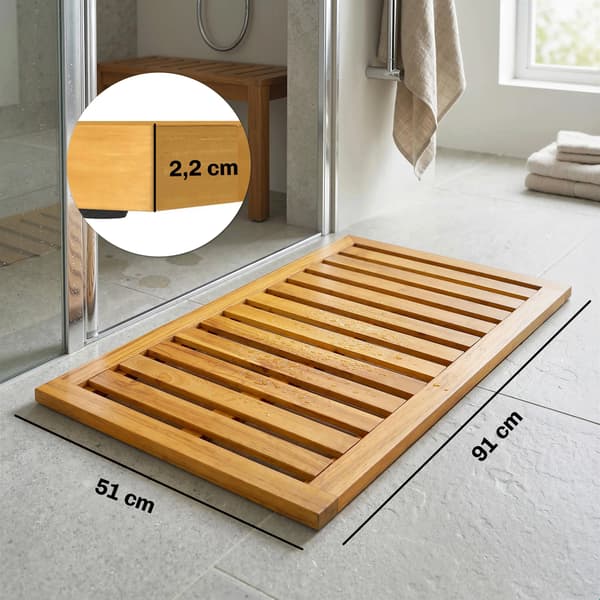 Duschmatta, Akaciaträ, Halkfri Design, GUL