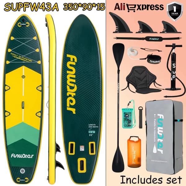 Oppustelig Paddleboard, Skridsikker Overflade, Holdbart PVC Materiale,350*90*15CM