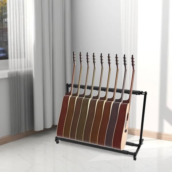 Guitar Stativ, Holder 9 Instrumenter, Robust Jernkonstruktion,sort
