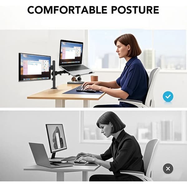 Monitorställ, Ergonomisk Design, 360° Rotation,svart