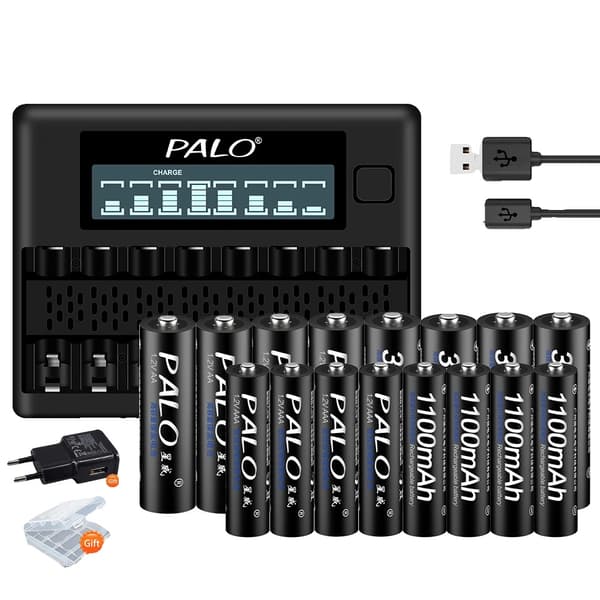 Genopladelige batterier, NiMH, smart oplader,8AA 8AAA 1Lader