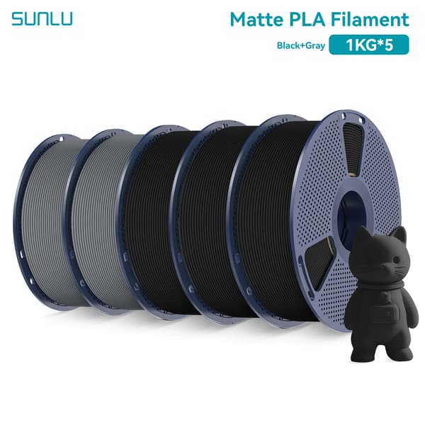 3D Filament, Mat Finish, Biologisk Nedbrydeligt Materiale,Sort Grå