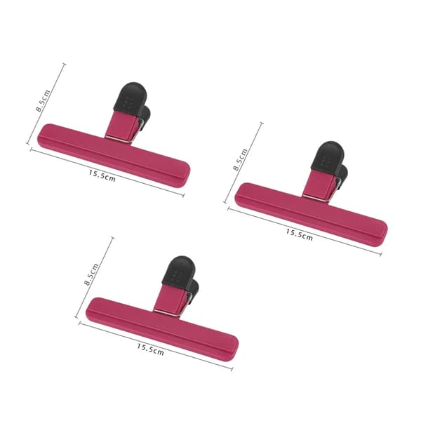 Påseklämmor, Lätt Grepp, Miljövänlig Design,L - 3Pcs Rosaröd