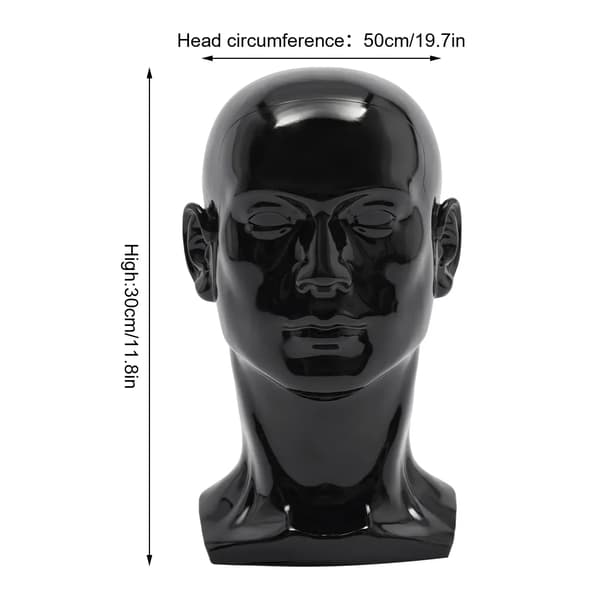 Mannequinhuvud, PVC-modell, stabil bas,Svart