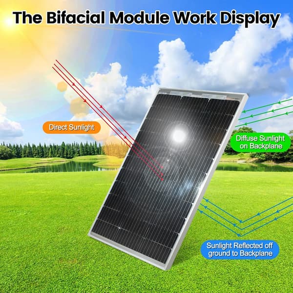 Solpanel, Bifacial Teknik, Hög Effektivitet,1PCS 120W