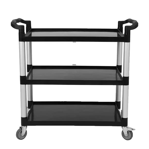Serveringsvagn, 3-nivådesign, hög lastkapacitet,svart