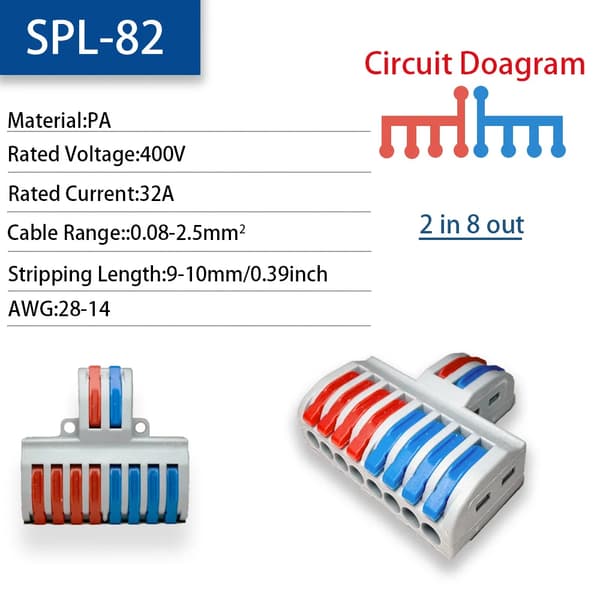 Trådanslutning, Push-in Crimp Terminal Block, Mångsidig Kompatibilitet,5PCS-b, SQL-82