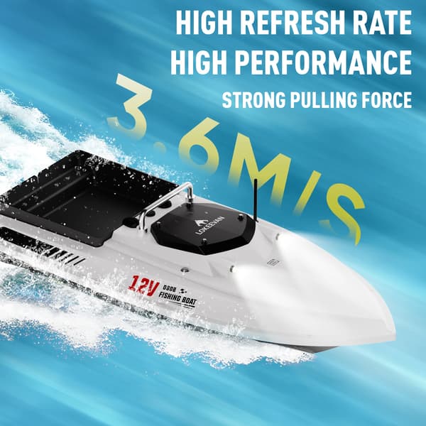 Baitbåd, Dobbelt Motor, GPS Navigation,GPS+46800mAh-Hvid