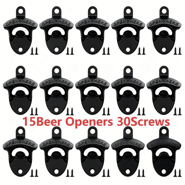 Flaskeåbner Sæt, Holdbar Zinklegering, Retro Design,Sort 15PCs