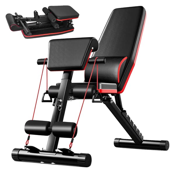 Träningsmaskin, Justerbart Ryggstöd, Fällbar Design,svart