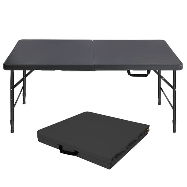 Fällbord, Justerbar Höjd, Stabil Design,Svart