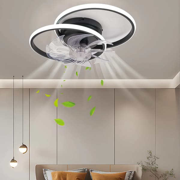 Loftventilator med lampe, fjernbetjening, dæmpbart lys,sort