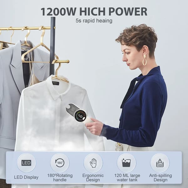 Tøjdamper, Kompakt Design, 5 Dampniveauer,EU, Mini Dampstrygejern
