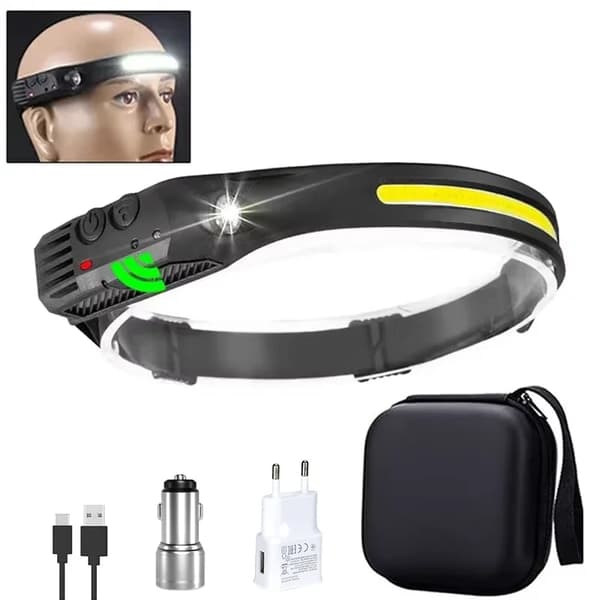 Hovedlampe, USB-genopladelig, Vandtæt,Sæt