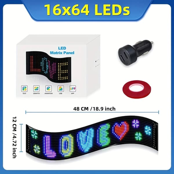 LED Pixel Lampa, Programmerbar Design, Smart APP Kontroll,48x12cm