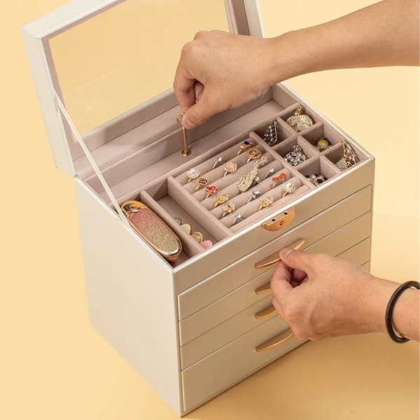 Smykkeskrin, Elegant Design, God Plads til Opbevaring,HVID