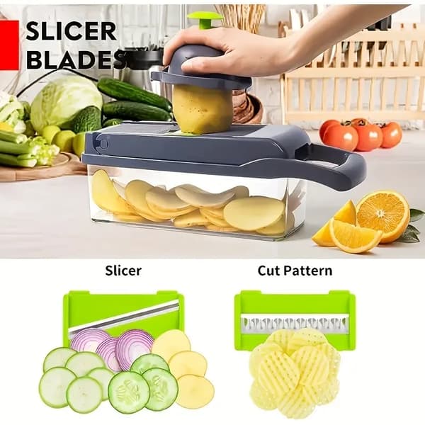 Grönsakshackare, Slitstark ABS-plast, Rostfria blad, grön