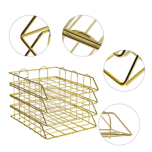 Dokumentfack, 4 Fack, Stapelbar Design,Guld