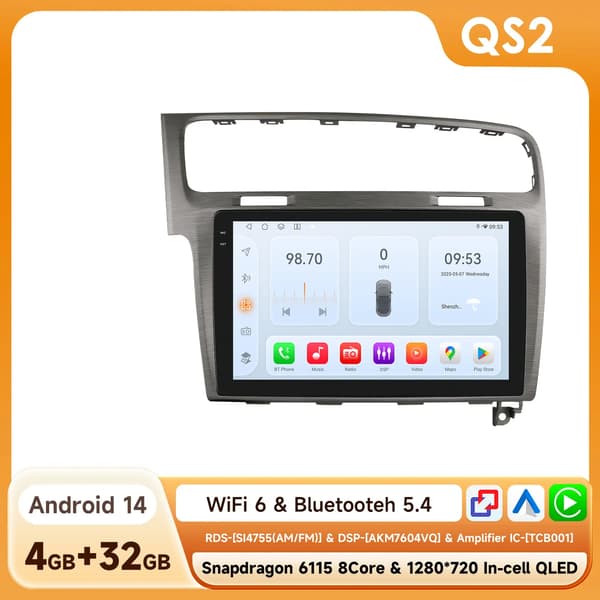 Bil Audio System, Multimedia Afspilning, Touchscreen Interface, Kompatibel med Golf 7 2013-2017,QS2 G-8Core-4G 32G