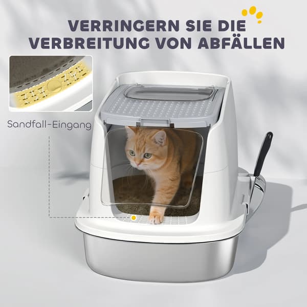Kattlåda, Rostfritt Stål, Anti-Lukt,Silver