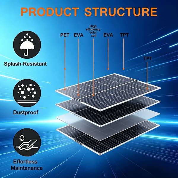Solpanel, Flexibel Design, Hög Effektivitet,1PCS   60W