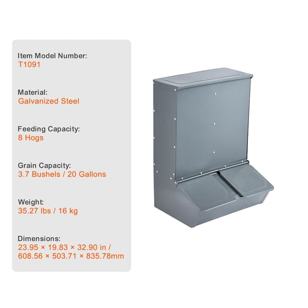 Svinefoder, Galvaniseret Stål, Pladsbesparende Design,T1091