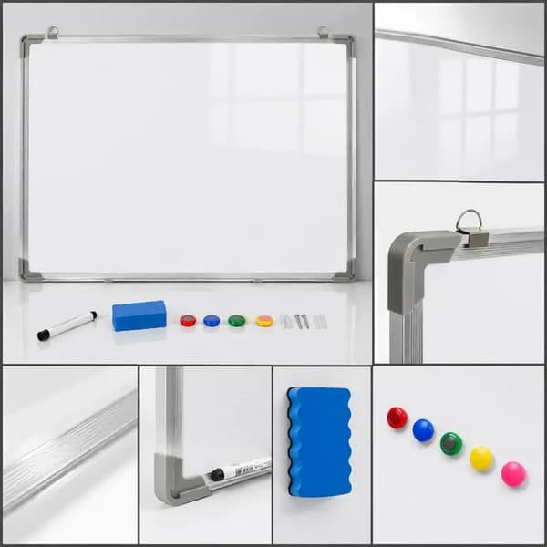 Magnetisk whiteboard, robust aluminiumram, enkel installation,Vit