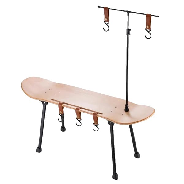 Campingbord, Multifunktionelt Design, Justerbar Lampestøtte,Træfarve