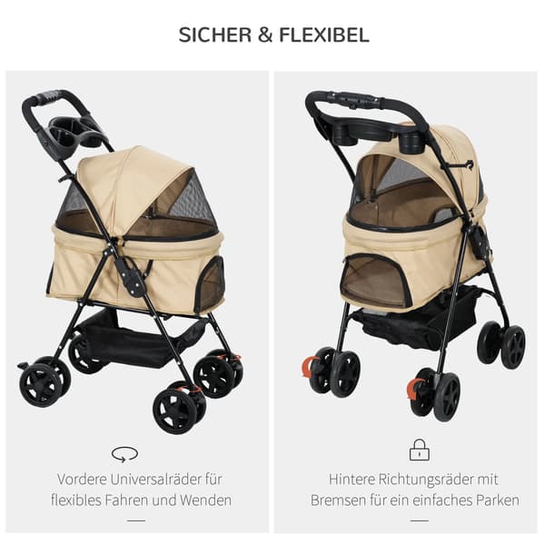 Hundetransportør, Sammenklappeligt Design, Robust Materiale,Te Brun