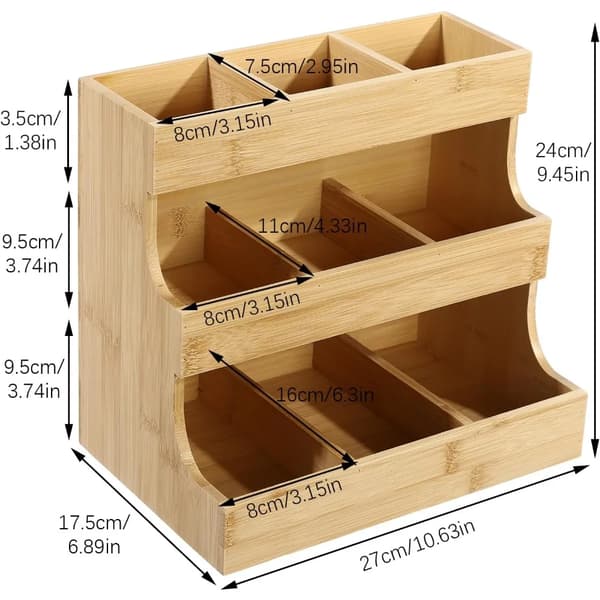 Teebeholdere, 9 rum, 3-lags design,Brun