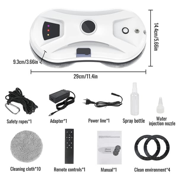 Fönsterputsrobot, 5600Pa sugkraft, smart ruttplanering,Automatisk Spray