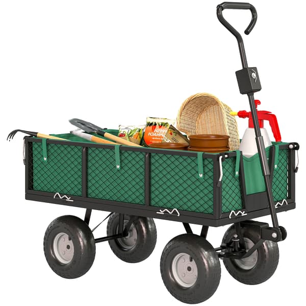 Trädgårdsvagn, Tung Last, Justerbart Handtag, Grön