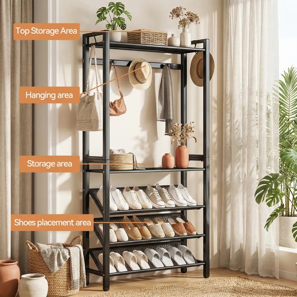 Sko Rack, Entré Organizer, Multifunktionel Opbevaringsløsning,sort