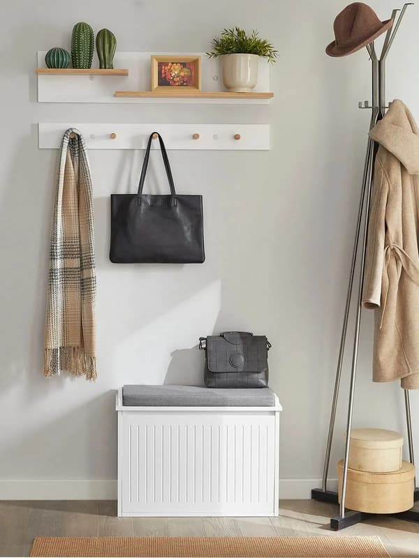 Sko Skab, Pladsbesparende Design, Behagelig Siddeplads,HVID