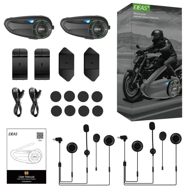 Hjälmheadset, 6-personers intercom, vattentålig design,Q8 2st