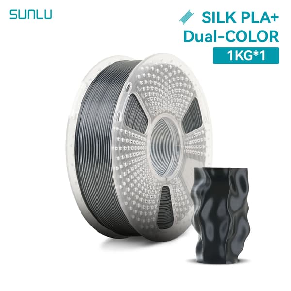 3D-printer filament, PLA+ silkemateriale, dual/triple farvemuligheder,SILK Sort Hvid