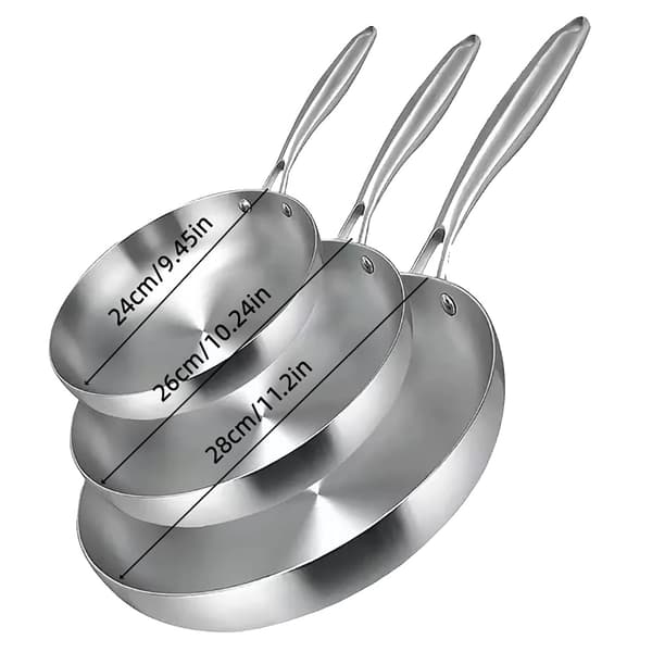 Stegepande Sæt, Tre-lags Rustfrit Stål, Induktionskompatibel,3PCS