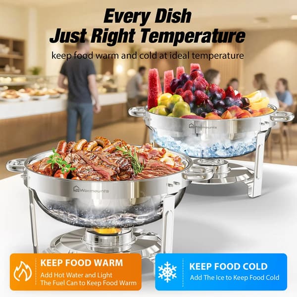 Chafing Dish, Rustfrit Stål, 4-Quart Kapacitet,2Pack