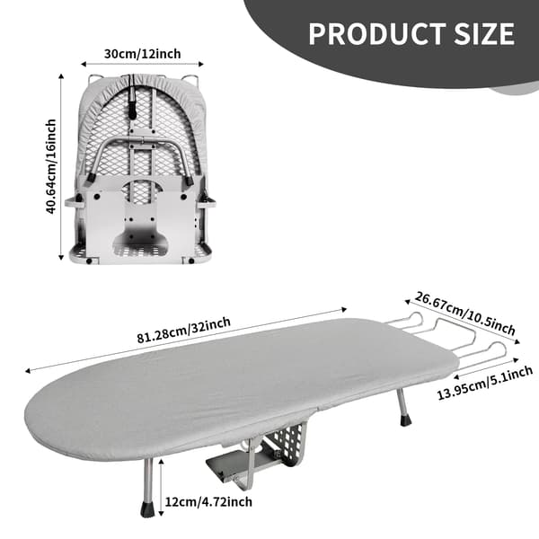 Fällbart Strykbord, Väggmonterad Design, Hållbar Stålstruktur,Ljusgrå