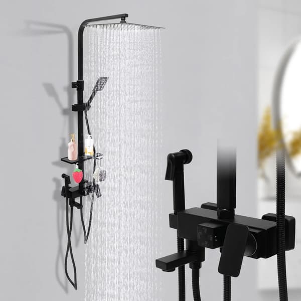 Duschsystem, Justerbar Höjd, Modern Design,svart