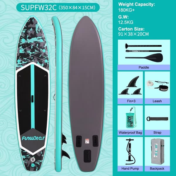 Stand Up Paddle Board, Uppblåsbar, Maximal Lastkapacitet 165 kg,SUPFW32C