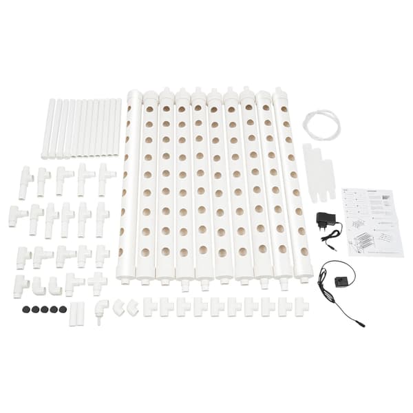 Hydroponiskt växtsystem, 90 växtplatser, 3 lager, PVC-U-material, inomhus/utomhusbruk, montering krävs