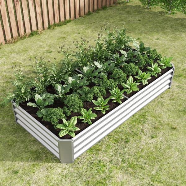 Höjd Trädgårdsbädd, Väderbeständig Stål, Rymlig Design,Silver 6x3x1ft